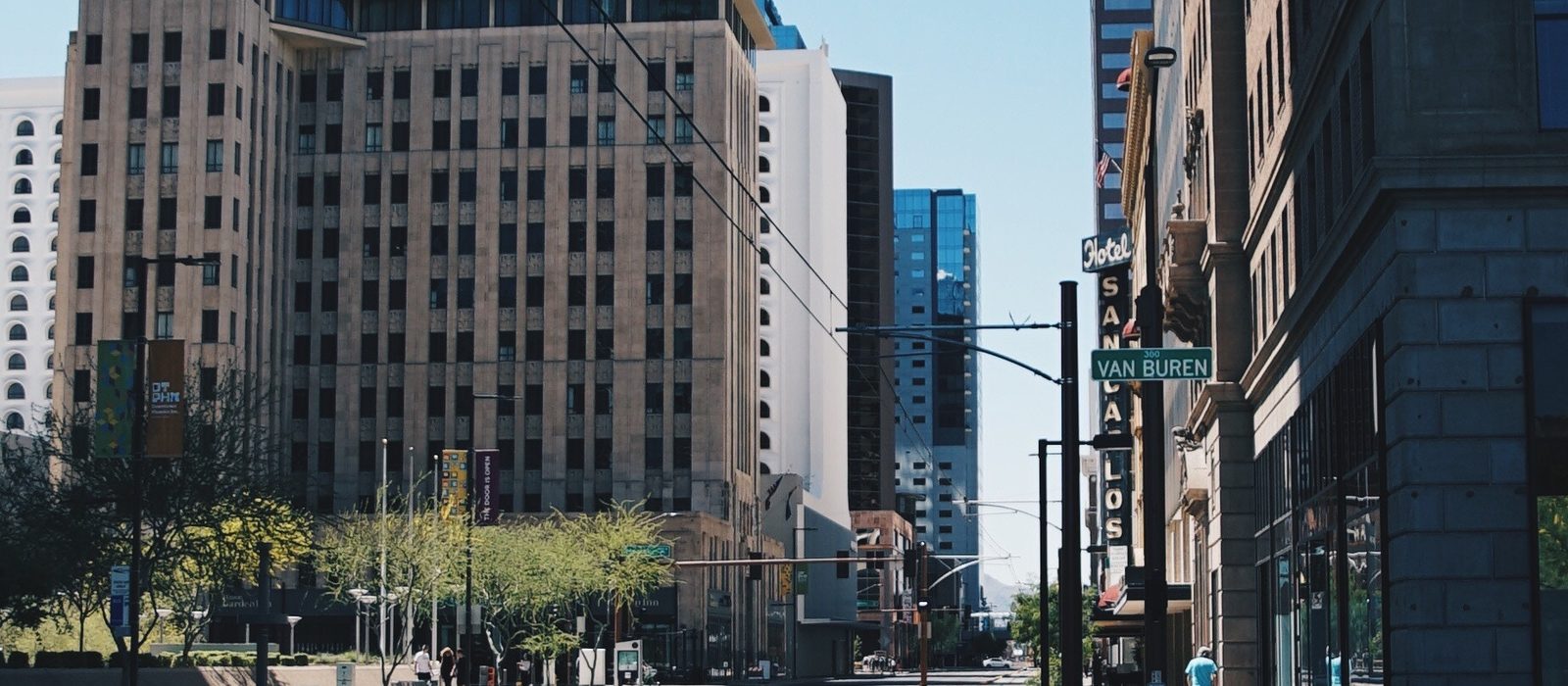 Downtown Phoenix skyline and neighborhood streets in Arizona